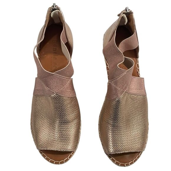 Gentle Souls Kenneth Cole Charli Cross Elastic Wedge Sandals Rose Gold 7 Shoes - Picture 3 of 12